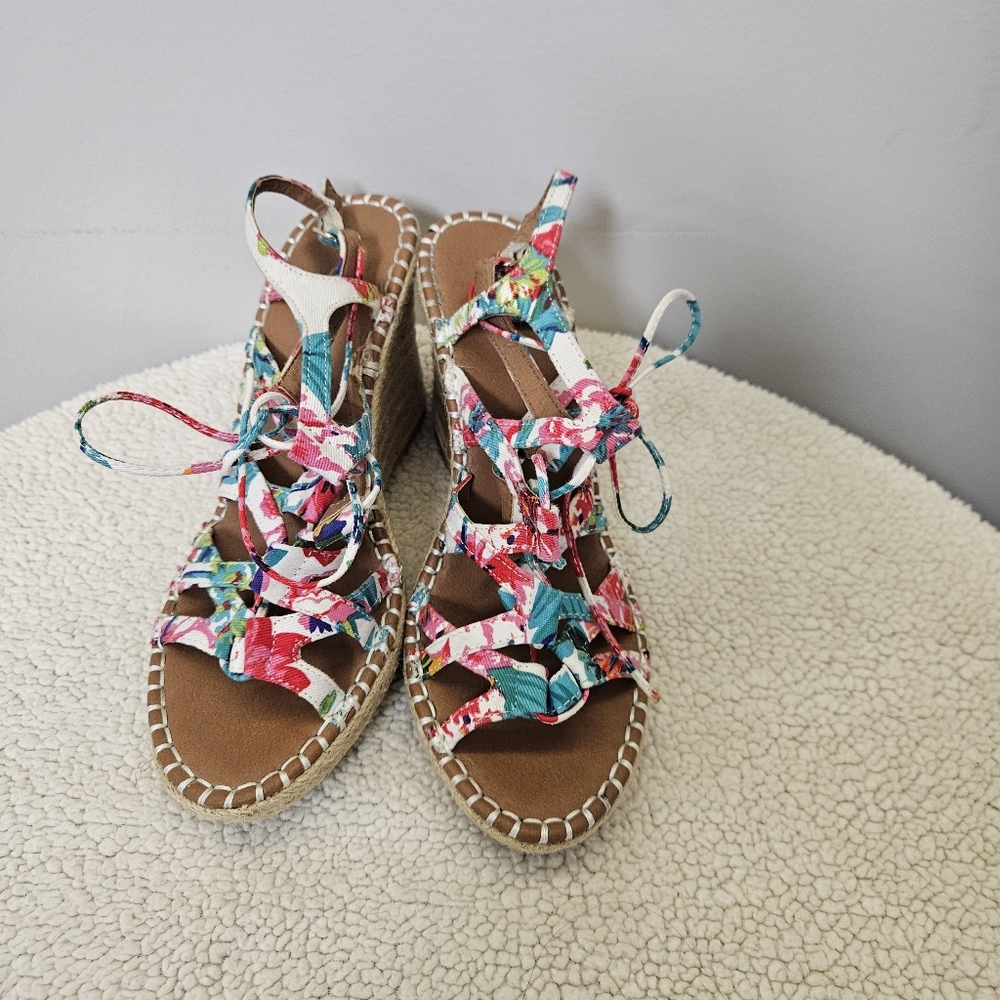 Sugar Colorful Strappy Wedge Sandals Size 8.5 - Picture 4 of 16